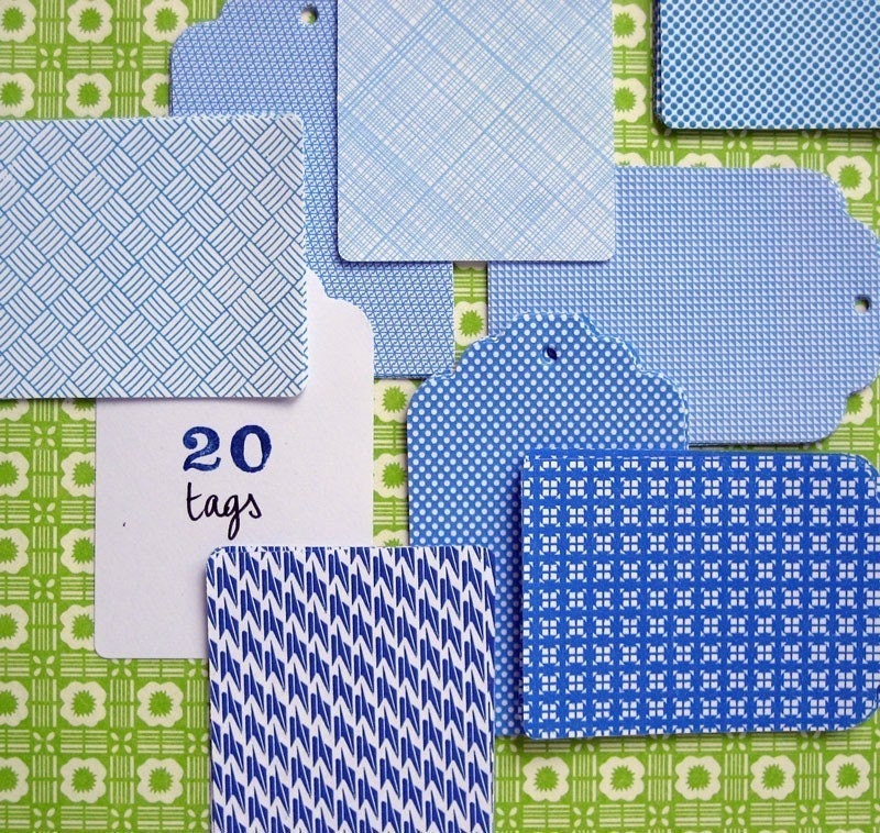 Blue paper Tags (set of 20)
