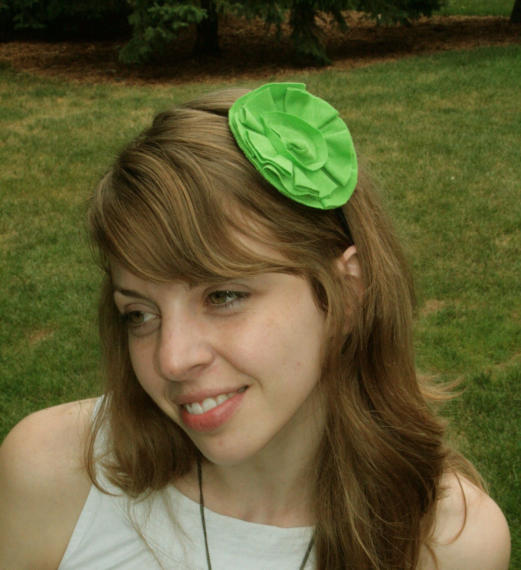Origami Flower Headband - Bright Green