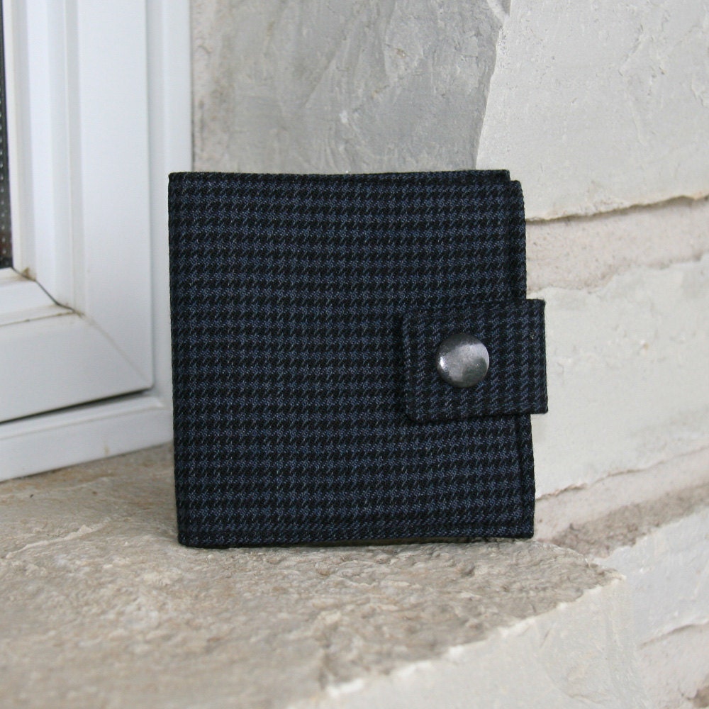 Repurposed Wallet - Navy and Black Plaid