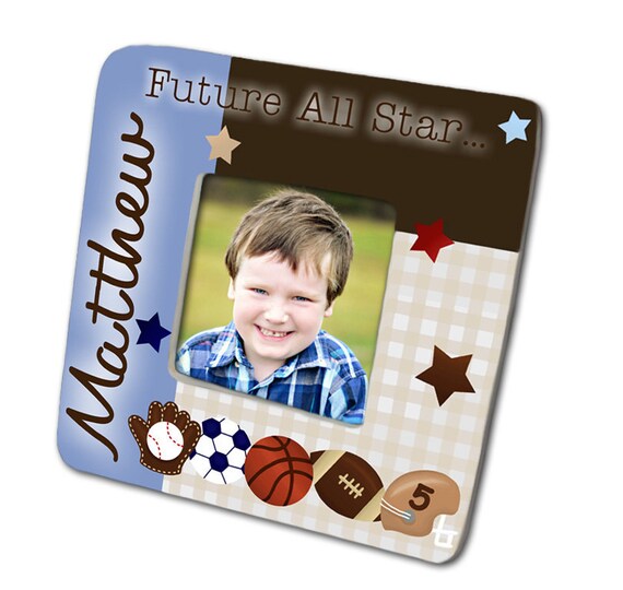 All Star Sports Football Soccer Basecall Boys Photo PICTURE FRAME for Kids Bedroom Baby Nursery