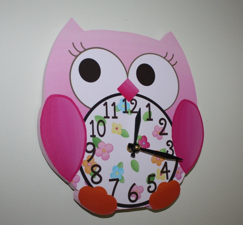 Owls Love Flowers Hair Clip BOW HOLDER Girls Bedroom Wall Art Decor