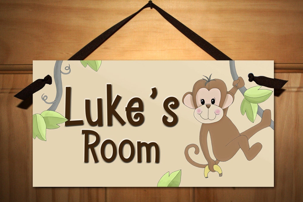 Monkey Kids Bedroom Baby Nursery DOOR SIGN Wall Art
