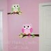 Owls Love Flowers Girls Nature Forest Bedroom Nursery WALL DECALS