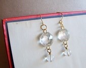 crystal & glass earrings - vintage and recycled jewelry - ice