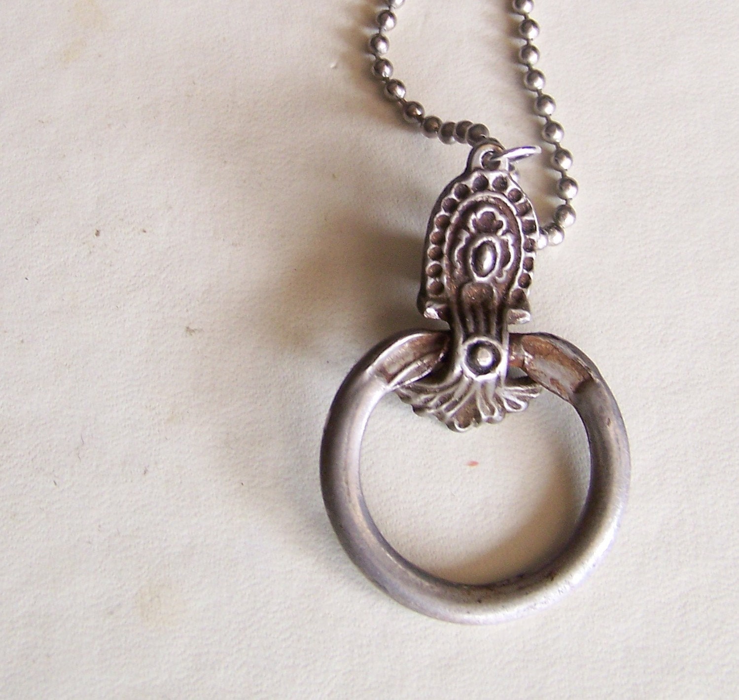 pull round - vintage drawer pull necklace