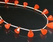 8 inch Strand Bright Orange Carnelian Faceted Fancy Cut Cones