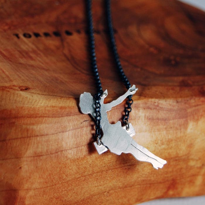 Sterling Silver Swinging Pinup Girl Necklace