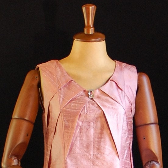 FRAGOLINE DI BOSCO Elegant, Silk, Origami Inspired Pink Made in Italy Dress