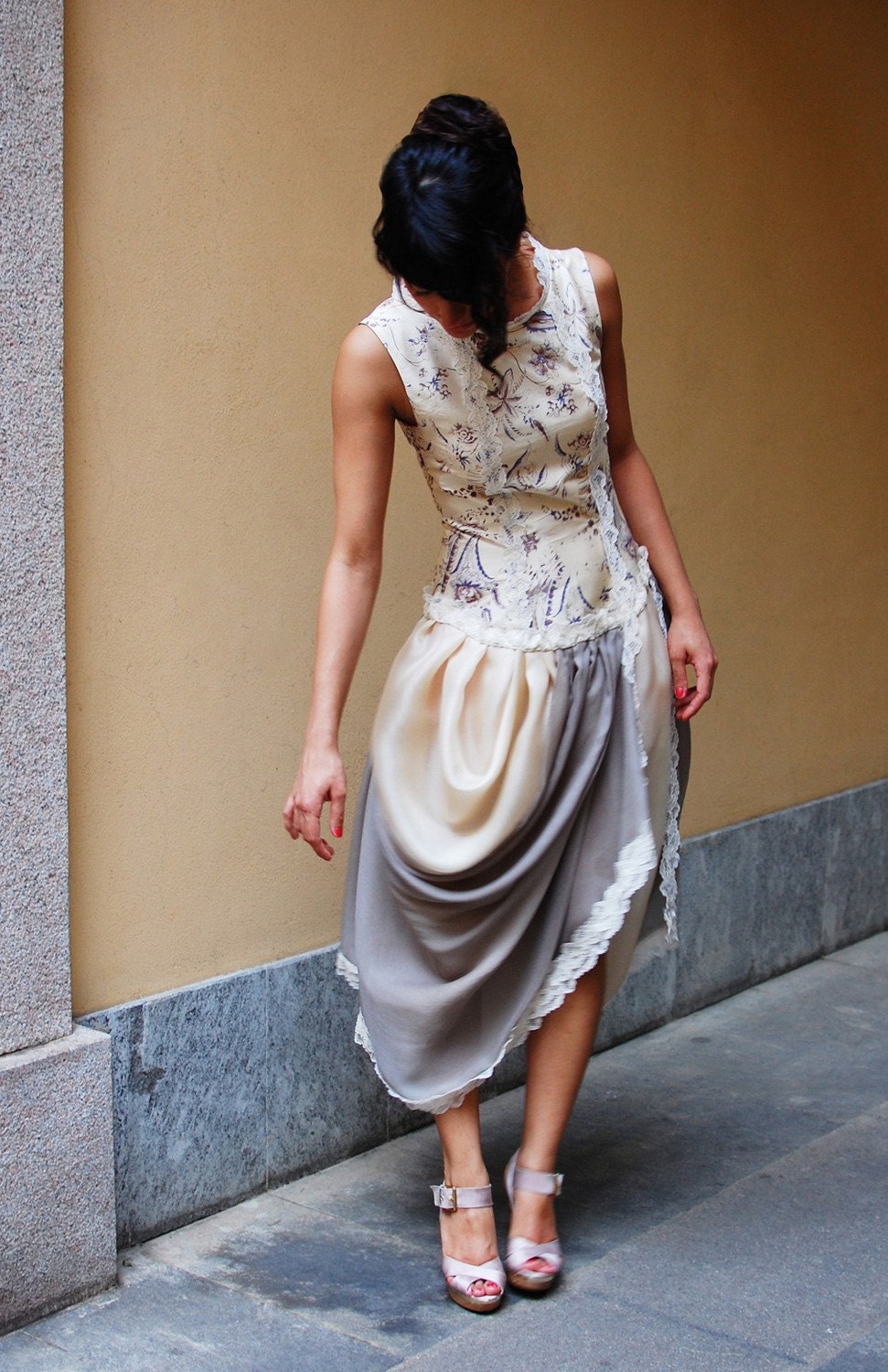 CORNETTO FARCITO DIOR Playful Printed Shantung Silk Made in Italy Dress