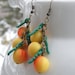 Sale 40% Off - Peach Earrings, Fruit Jewelry, Summer Peach, Vintage