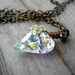Swarovski Heart Necklace, Crystal Heart, Vintage Brass, Crystal Swarovski