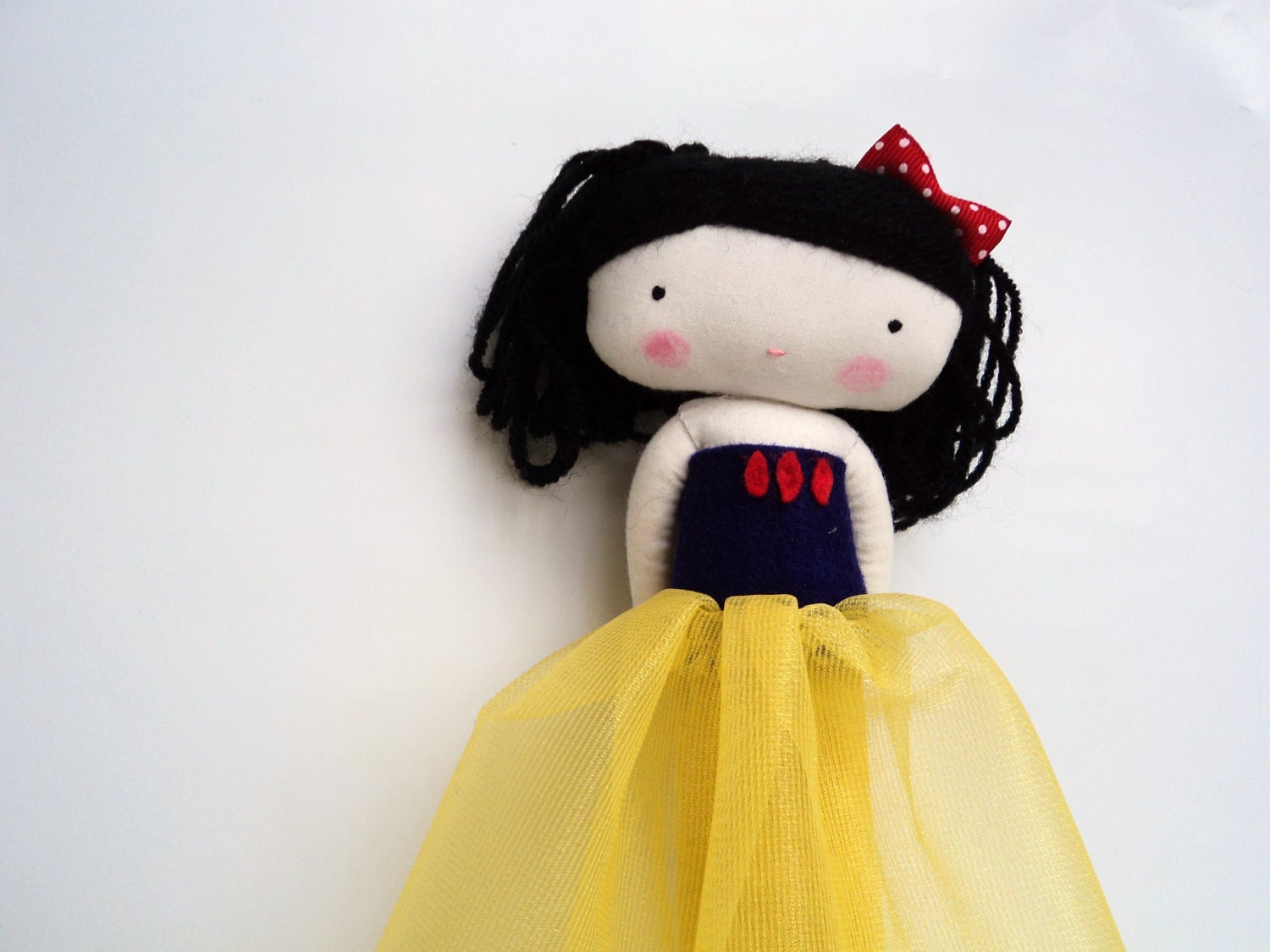 snow white rag doll - fairy tale princess cloth doll made to order