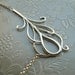 Peacock Feather Necklace. Sterling Silver