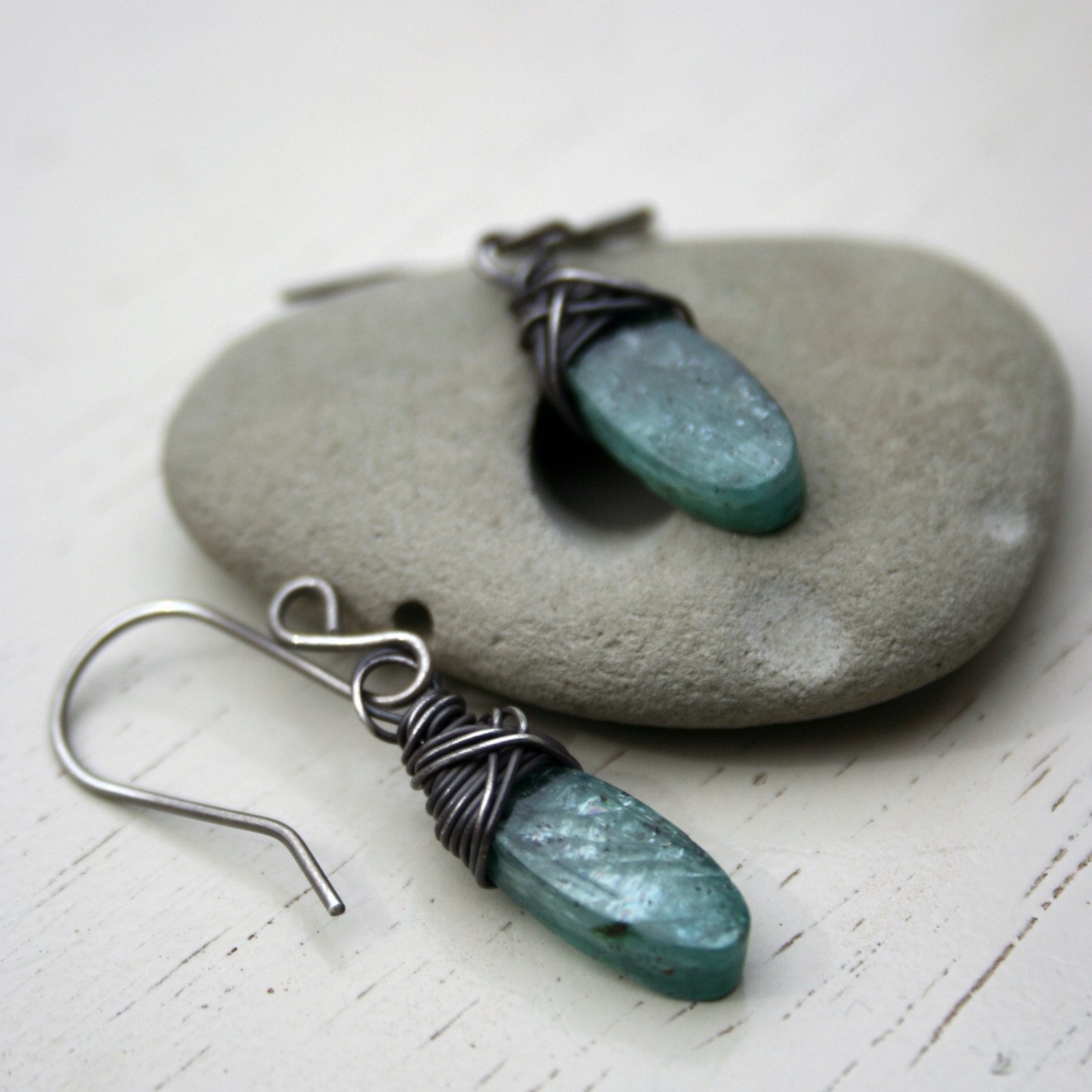 Green kyanite earrings
