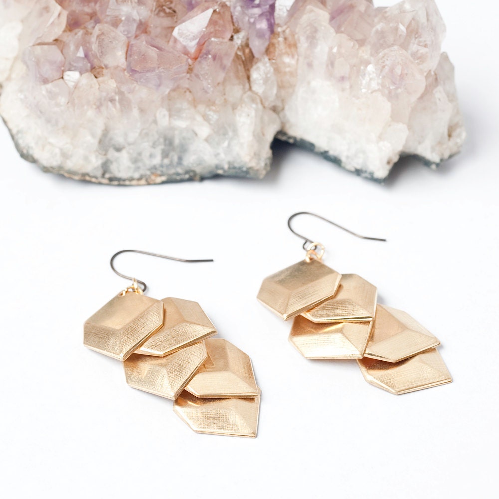 Layered Gold Geometric Square Earrings