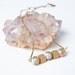 Brass Cube and Multi Color Textured Stone Necklace on Raw Brass Pressed Cable Chain