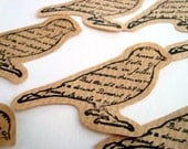 Love bird die cuts. Hand stamped. recycled parcel paper x 10