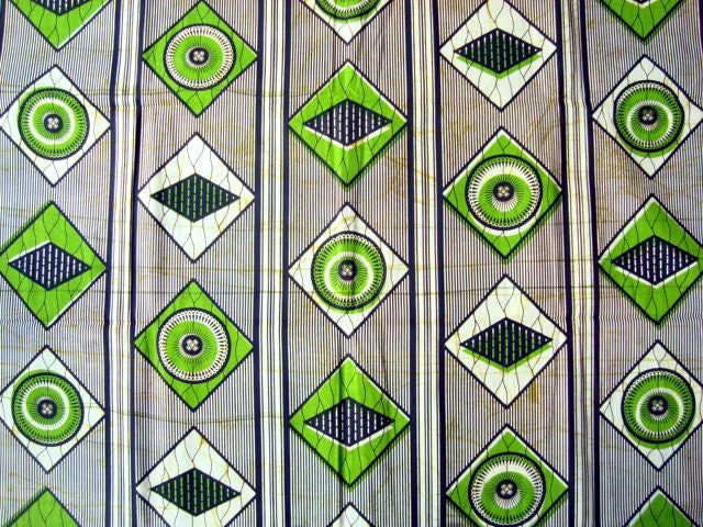 Green and Black African wax print batik fabric BY THE YARD 100% cotton.
