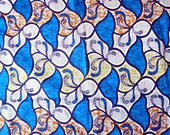 Blue and Orange ivy African wax print batik fabric  100% cotton