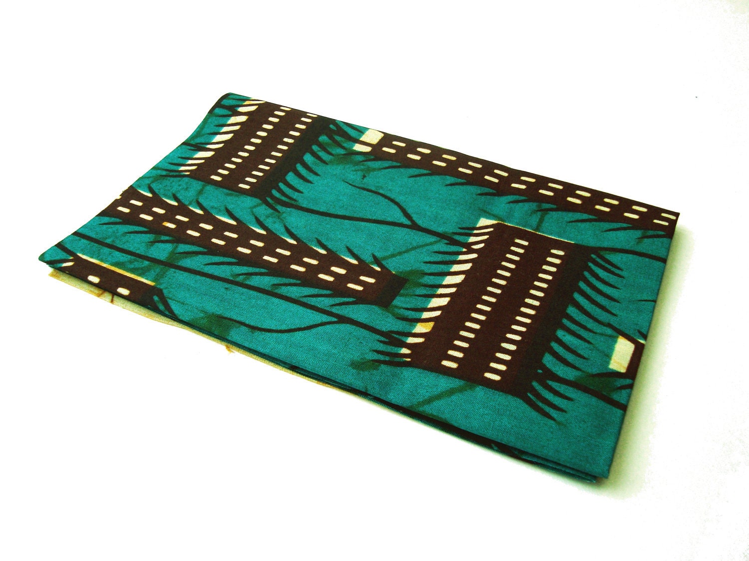 African wax print fat quarter Peacock Blue/Green 100% cotton