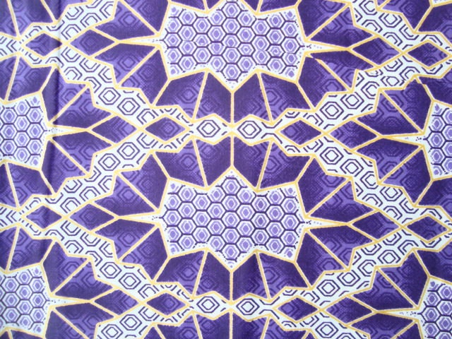 Purple and White African wax print batik fabric, superior gold BY THE YARD 100% cotton.