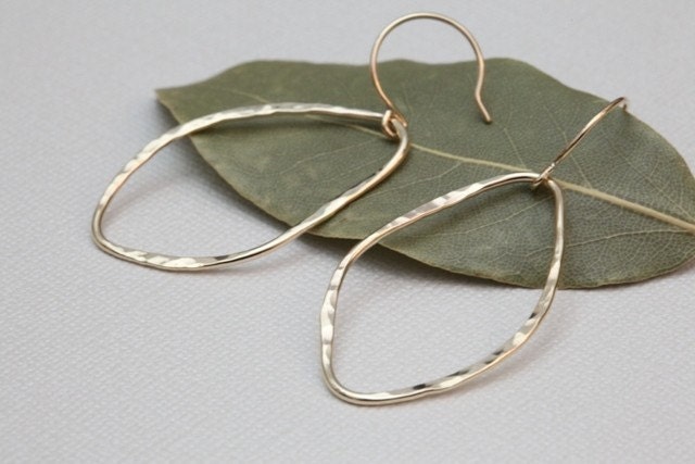 Leaf earrings basic large - 14k gold filled open leaf earrings
