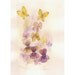 Pansies and Butterflies - original watercolor painting - violet purple and yellow