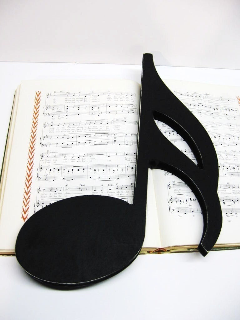 Black Wood Musical Note Sixteenth Note - Wall Decor - 15 inches - Wood Music Note Sign