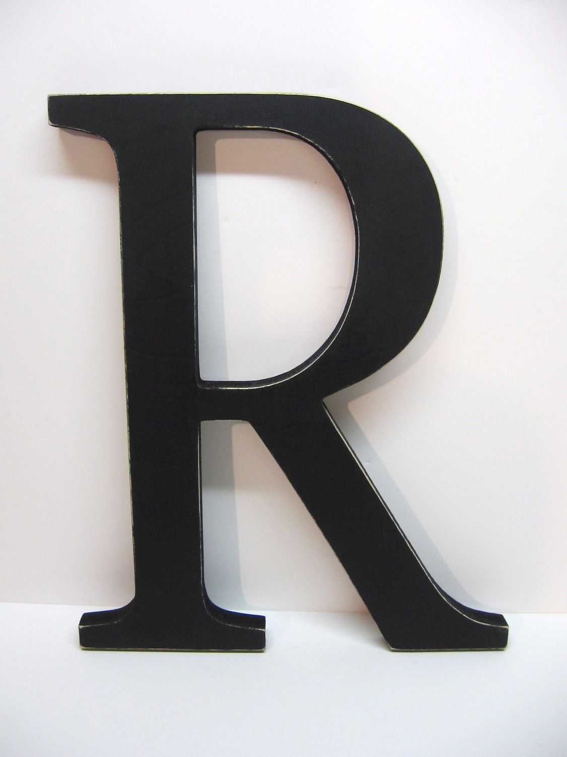 Wood Letter R Sign - 15 Inch - Painted Black - Distressed - Initial - Monogram - Personalized - Wall Decor - Wedding Decor - Shower Gift
