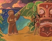 Sasquatch Makes His First Visit To Hawaii - 8x10 art print