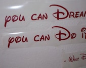 Disney wall decal quote  If you can Dream it  you can do it Vinyl lettering wall word disney children nursery baby