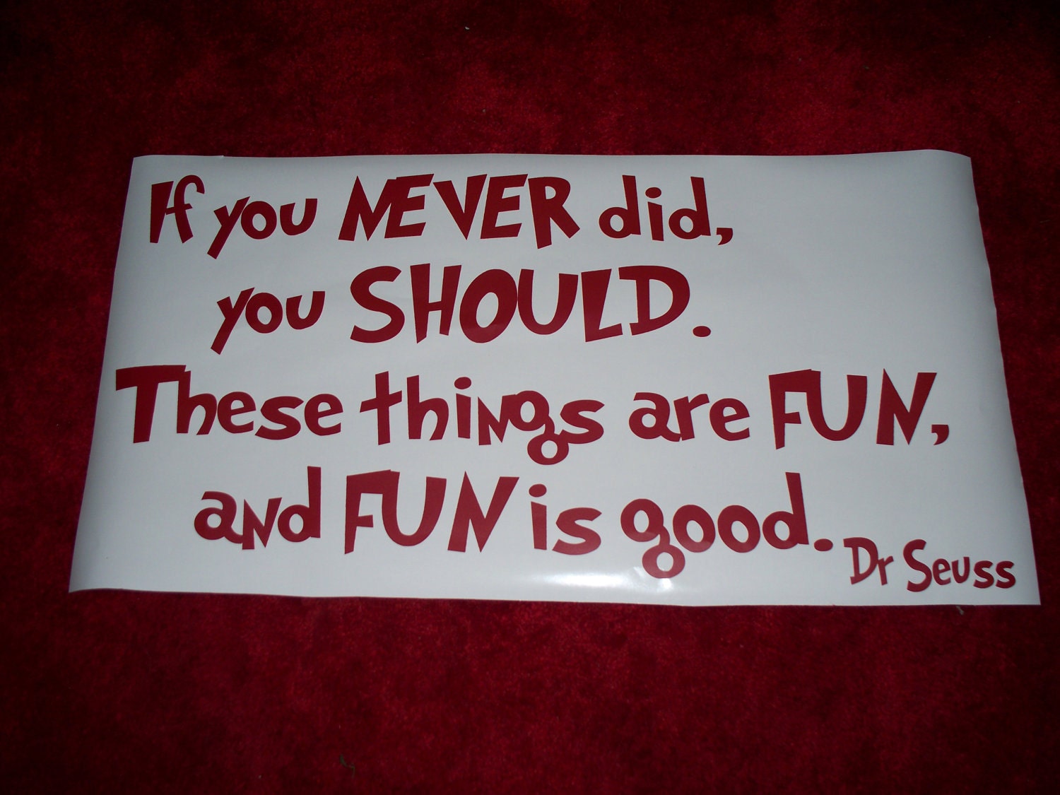 Dr Seuss Quote wall Decal If you NEVER did you SHOULD Vinyl lettering wall word sticky letters children suess SALE ,8.99