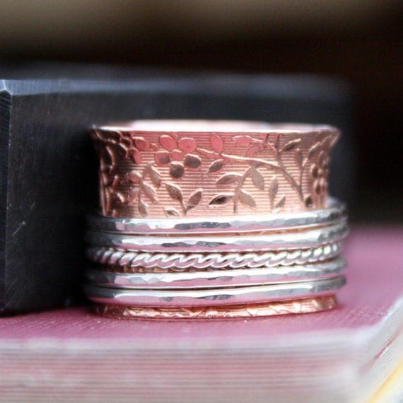 Copper and Sterling Silver Spinner Ring