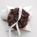 wedding ring pillow: chocolate Laurel flower on cream silk