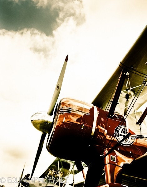 1930 vintage airplane 11x14 metallic fine art photograph