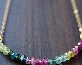 Multi Tourmaline Necklace 14k Gold Rondelles