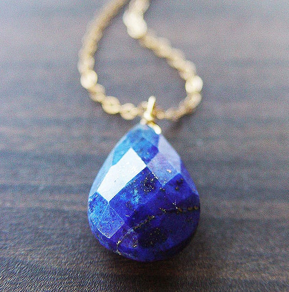 Navy Lapis Gold Necklace