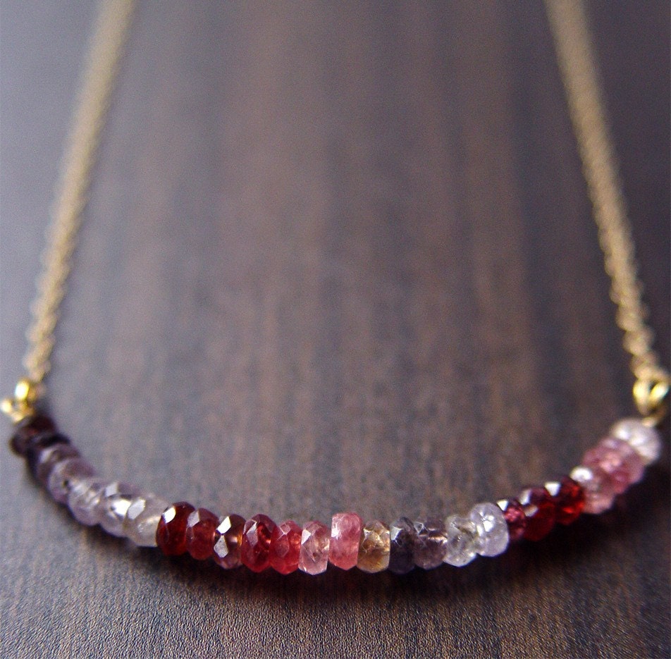 Multi Sapphire Rondelle Necklace 14K Gold