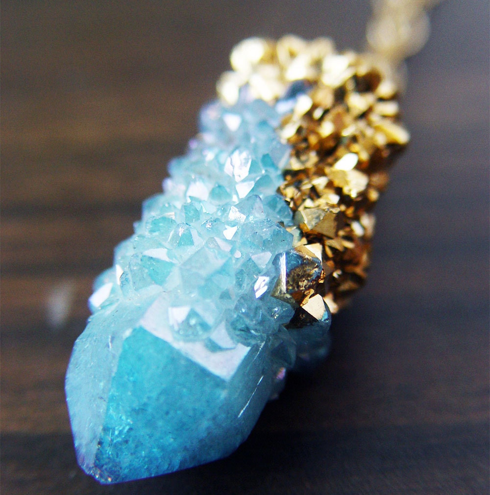 Spirit Quartz Druzy Gold Dipped Necklace