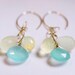 Moonstone Cluster Earrings Gold Aqua Chalcedony