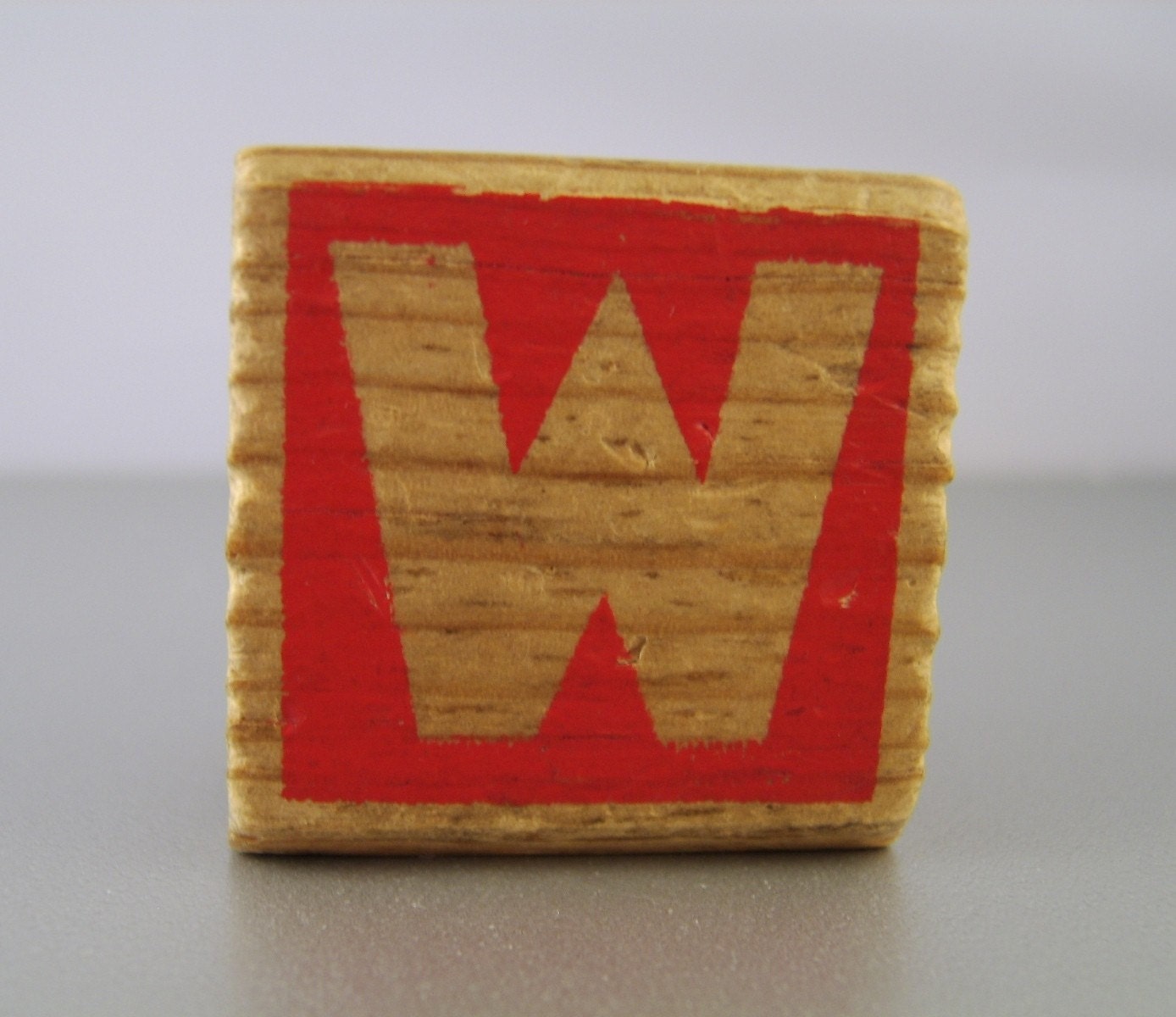 Vintage Wooden Alphabet Building Block Letters O or W