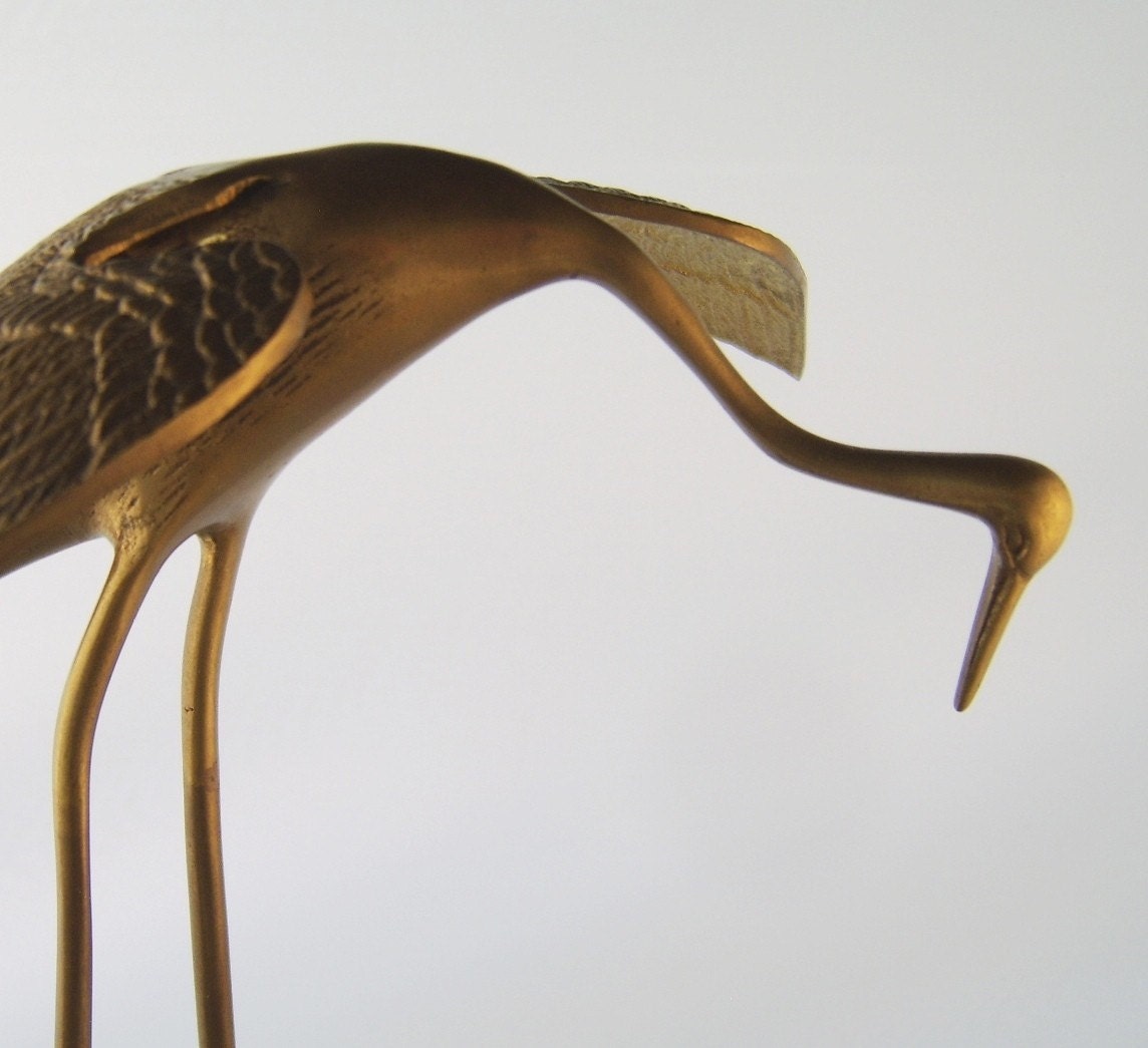 Vintage Leonard Brass Crane Sculpture