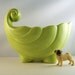 Vintage Ceramic Planter Art Deco Lime Green Nautilus RESERVED FOR ULLI