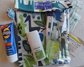 Large Ouch Pouch TM First Aid Travel Organizer for Car Diaper Bag Purse ( 6x8 Henry 2D Zoo Blue Fabric ) Baby Shower New Mom