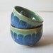 Yunomi Tea Cups - Mystical Night - Pair of Handmade Stoneware Blue and Green Cups - Ceramic Pottery
