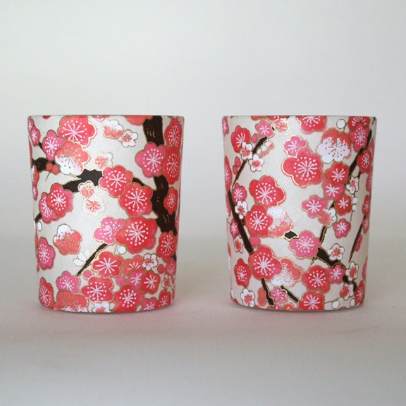 Pink Blossoms Candle Holders - juliedyecraft