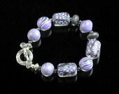 Handmade Beaded Polymer Clay Toggle Clasp Bracelet - Purple Haze