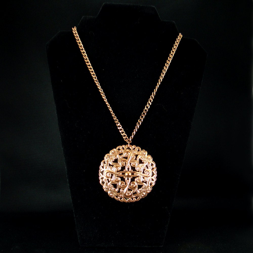 Vintage Renoir Signed HUGE Gorgeous Copper Pendant Necklace Collectible Statement Piece