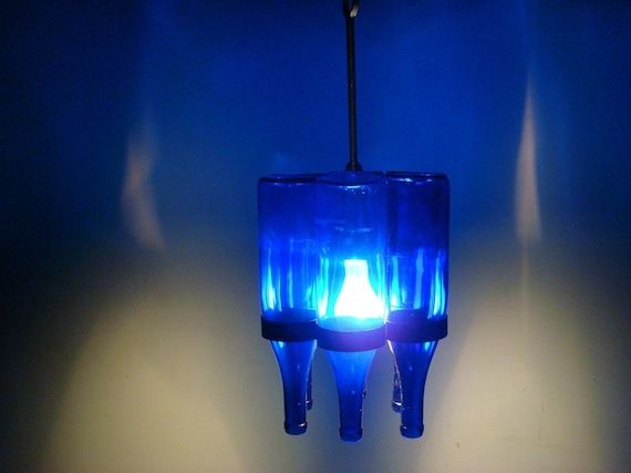 Cobalt Blue Bottle Chandelier