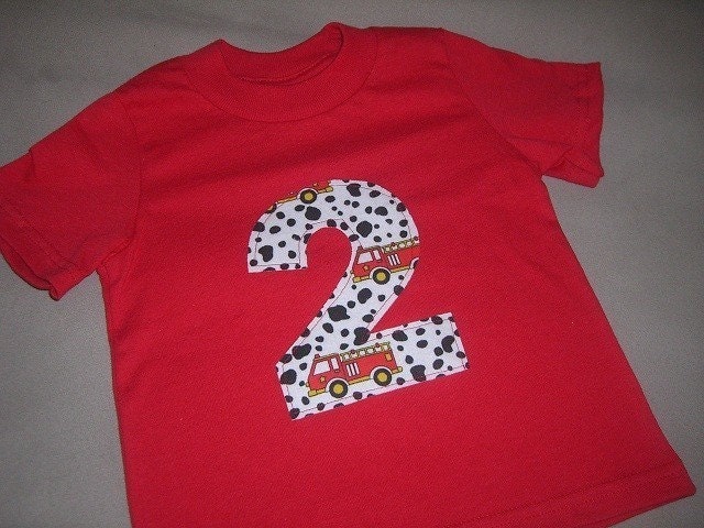 Toddler Boys 2nd Second Fireman Firetruck Dalmation Spot 2 Shirt 12m 18m  2T 3T 4T